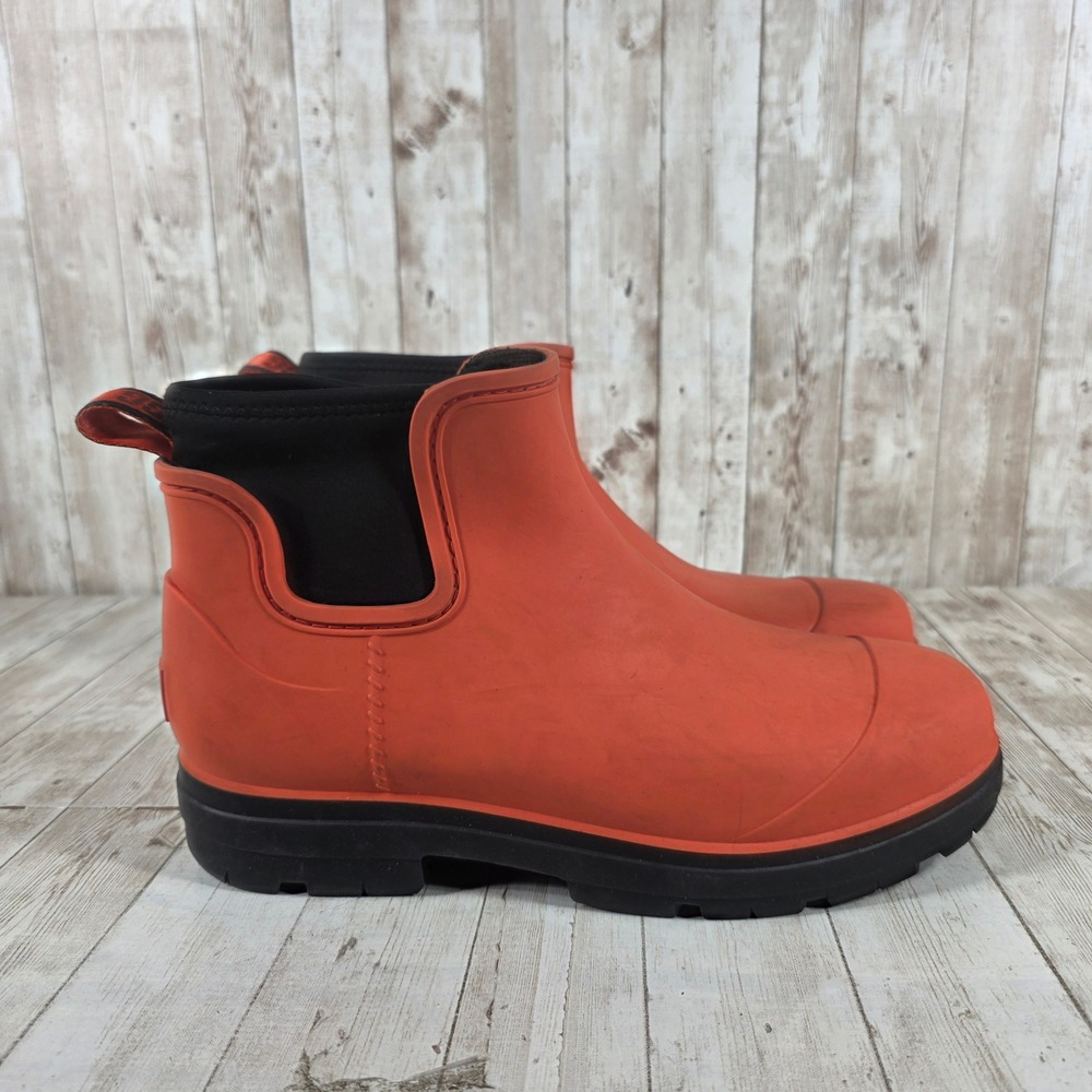 UGG Emmett Chelsea Waterproof Rain Boots‎ Mens 10 Orange Rubber 1120849